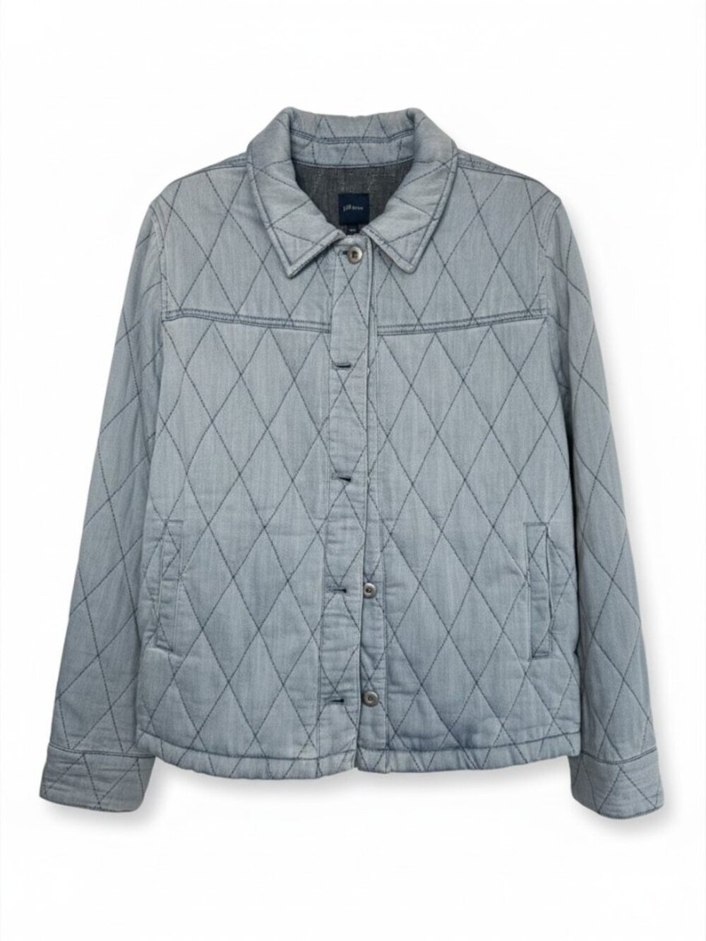 J. Jill Denim Light Wash Quilted Diamond Stitch Jacket Chore Jacket Shacket M